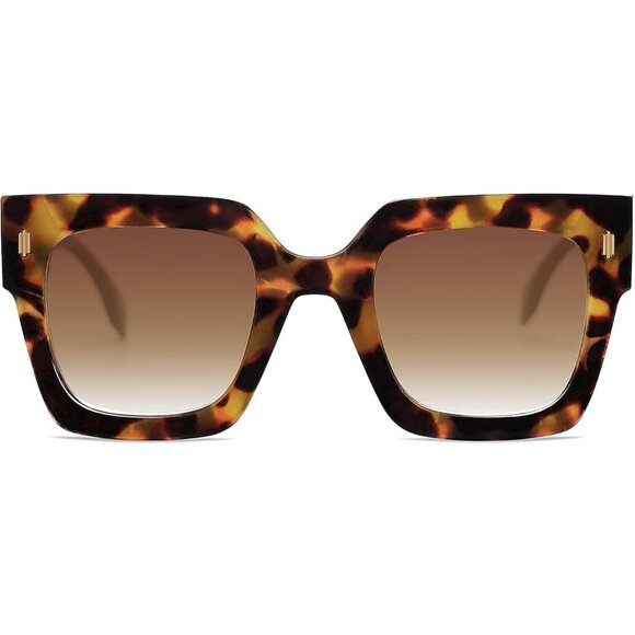 Women's Orange Luxury Large Vintage Oversized Square Eyes Protecting Sunglasses - Picture 1 of 7